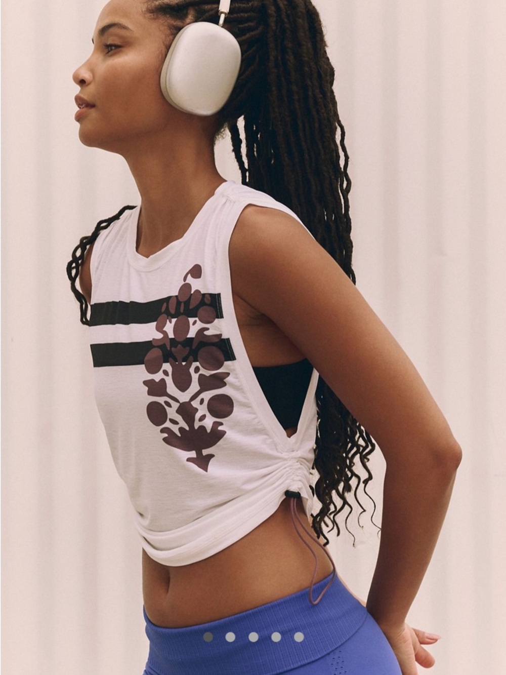 Free People Tempo Sport Mode logo Muscle tank in White Combo